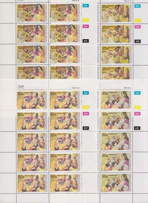 BOPHUTHATSWANA - 1985 Easter Stamps (5th series), complete set of 4 full sheets (MNH)